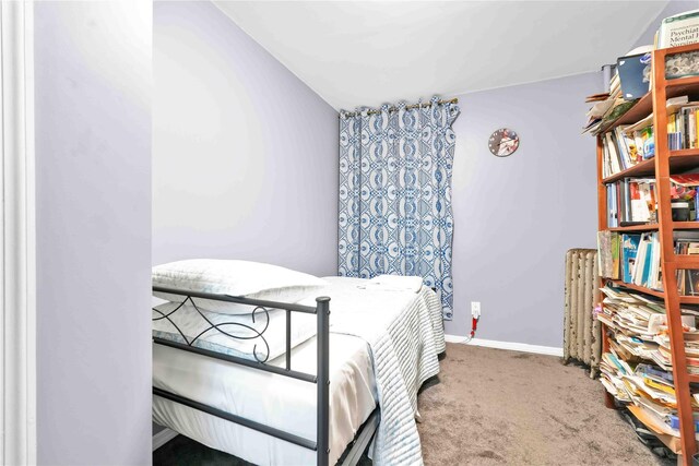 bedroom with baseboards and carpet