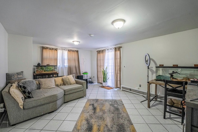 living area with light tile patterned flooring
