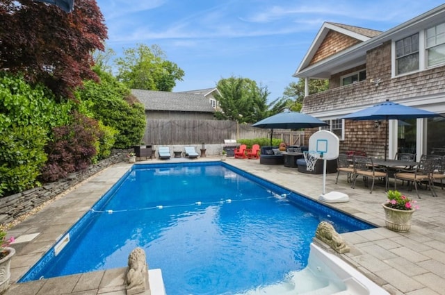 8 Hilltop Dr, Bayville, NY 11709 - view of pool with a patio area, outdoor lounge area, fence, and a fenced in pool