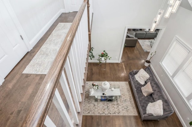 8 Hilltop Dr, Bayville, NY 11709 - stairs with wood finished floors and baseboards
