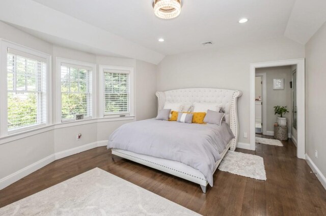 8 Hilltop Dr, Bayville, NY 11709 - bedroom with wood finished floors, baseboards, and vaulted ceiling