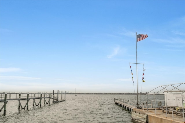 view of dock featuring a water view