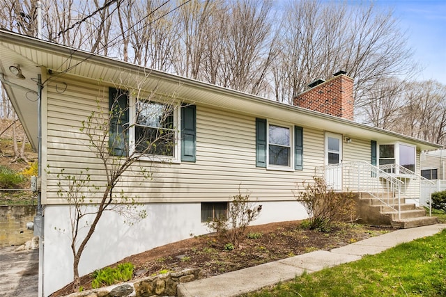 exterior space with a chimney