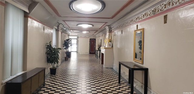 44-15 43rd Ave Unit 5N, Sunnyside, NY 11104 - corridor featuring coffered ceiling and tile patterned floors
