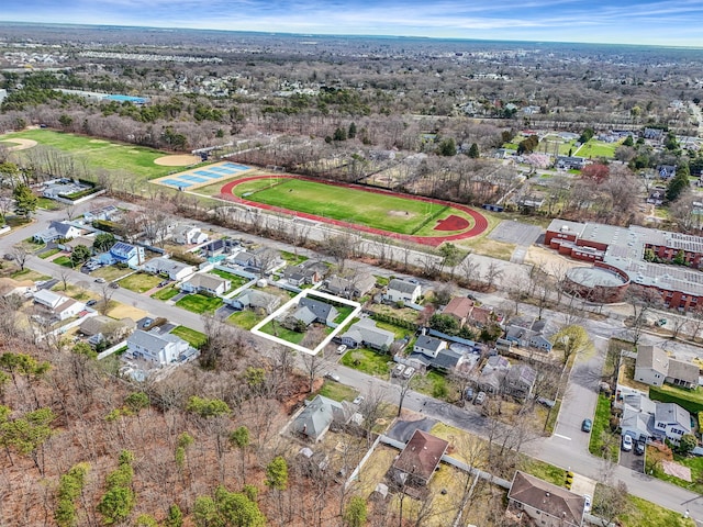 drone / aerial view with a residential view