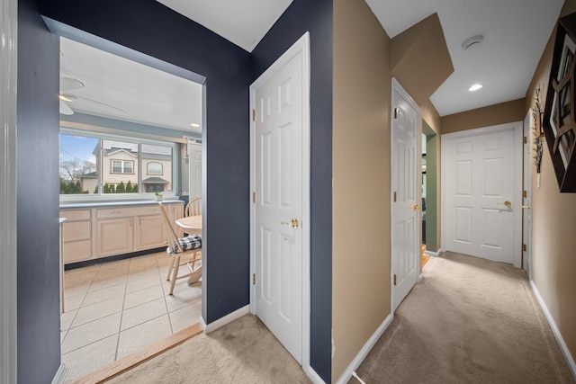 2 Lee Ave, Albertson, NY 11507 - hall with light carpet, recessed lighting, and baseboards