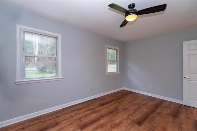 700 Sackett Lake Rd, Monticello, NY 12701 - empty room featuring baseboards, a ceiling fan, and wood finished floors