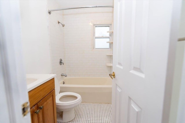 700 Sackett Lake Rd, Monticello, NY 12701 - bathroom featuring toilet, tile patterned floors, vanity, and shower / tub combination