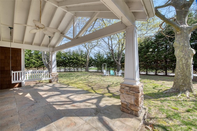 555 Three Waters Ln, Orient, NY 11957 - view of patio / terrace featuring a porch and ceiling fan