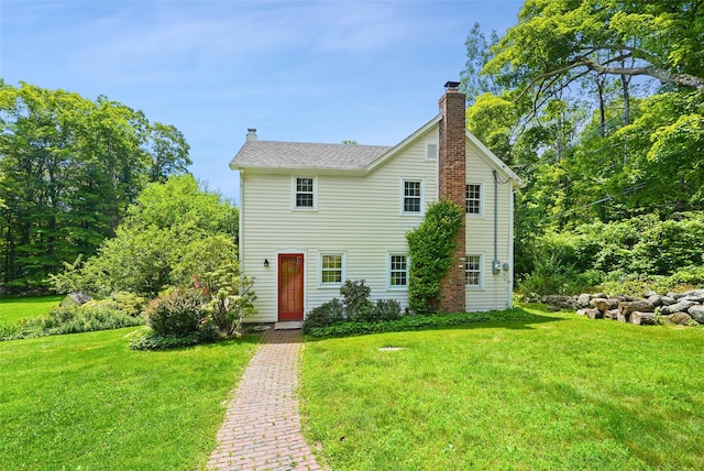 100 E St, South Salem, NY 10590 - view of front of house featuring a front lawn and a chimney