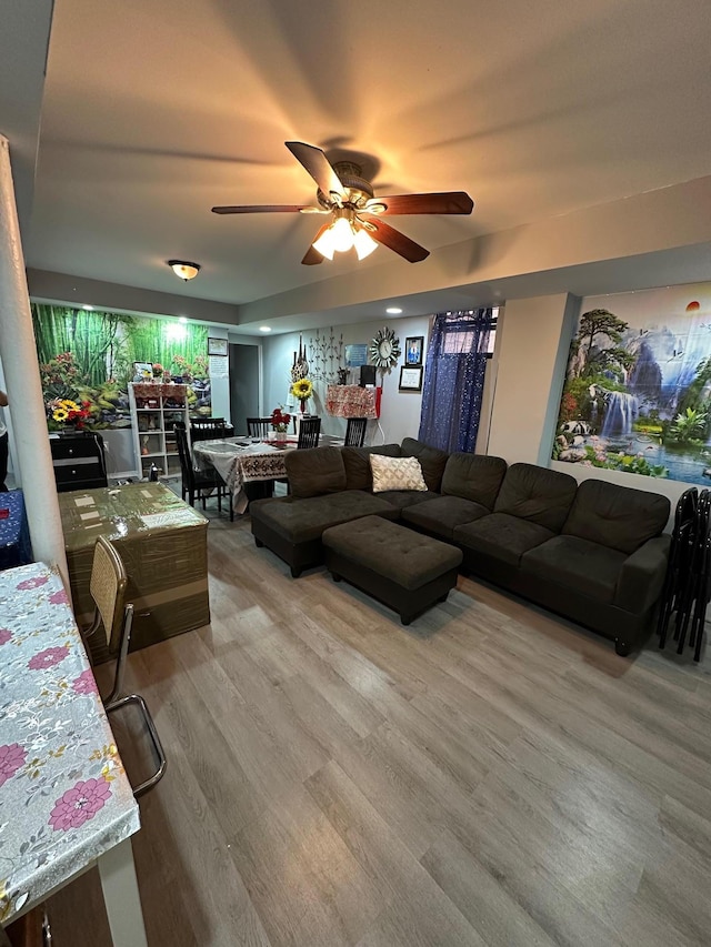 1420 Leland Ave, Bronx, NY 10460 - living room featuring a ceiling fan and wood finished floors