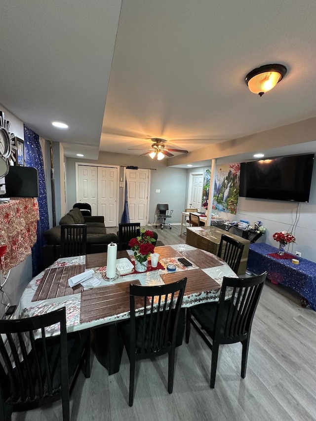 1420 Leland Ave, Bronx, NY 10460 - dining room featuring wood finished floors and ceiling fan