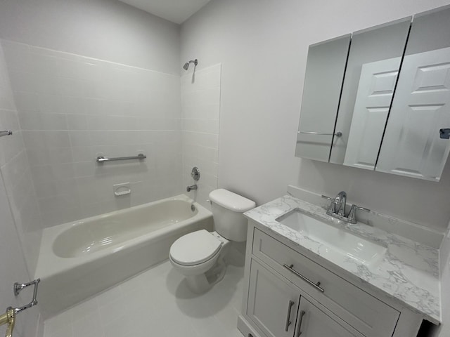 full bathroom featuring toilet, vanity, and shower / bathtub combination