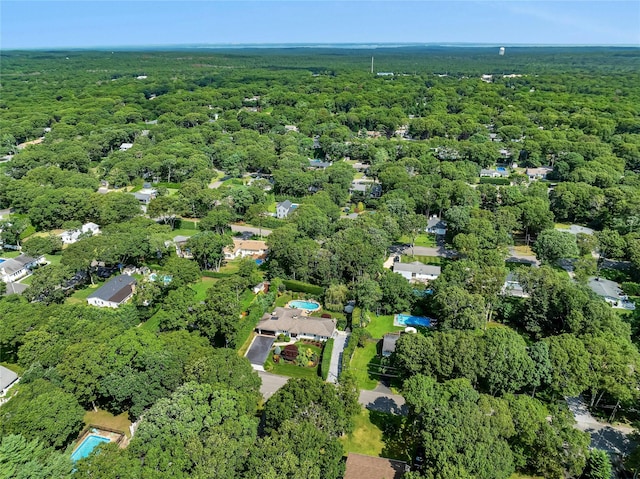 bird's eye view featuring a view of trees