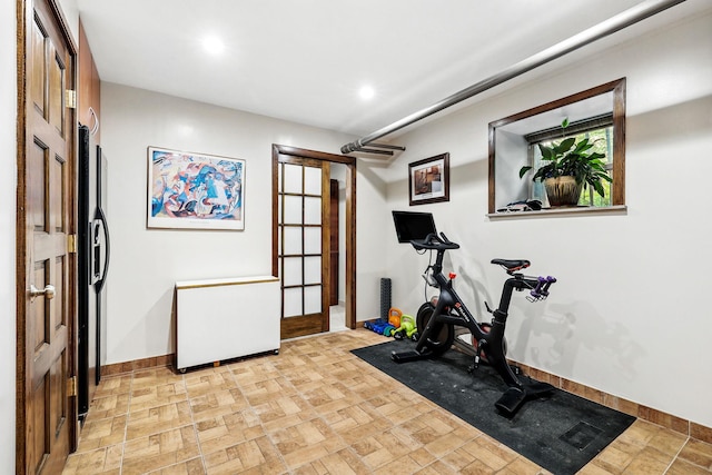 5235 Netherland Ave, Bronx, NY 10471 - workout area with baseboards, recessed lighting, and french doors