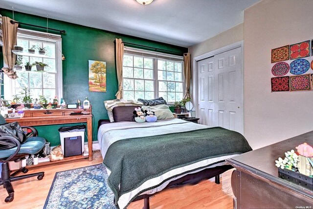 150 N Woods Dr, Wading River, NY 11792 - bedroom featuring wood finished floors and a closet