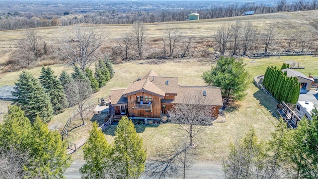 drone / aerial view with a rural view