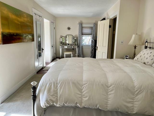 bedroom featuring baseboards and carpet