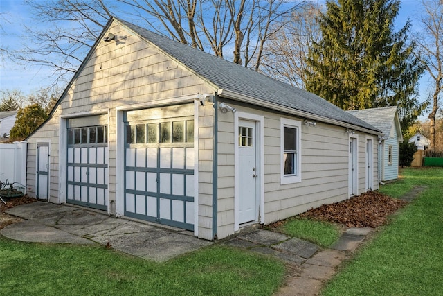 view of detached garage