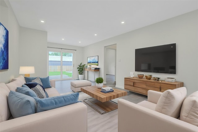 286 9th St, Verplanck, NY 10596 - living room with light wood-type flooring, recessed lighting, and baseboards