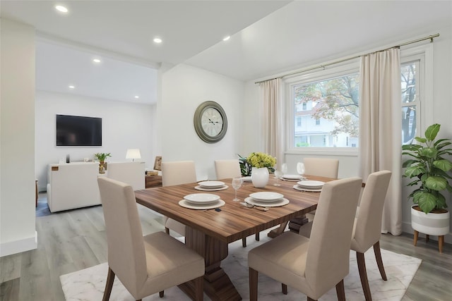 286 9th St, Verplanck, NY 10596 - dining space featuring light wood-type flooring and recessed lighting
