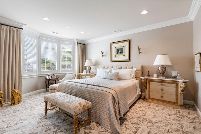 1 Christie Pl Unit 205W, Scarsdale, NY 10583 - bedroom featuring crown molding, recessed lighting, and baseboards