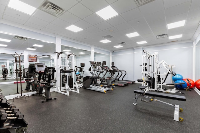 1 Christie Pl Unit 205W, Scarsdale, NY 10583 - workout area with visible vents and a drop ceiling