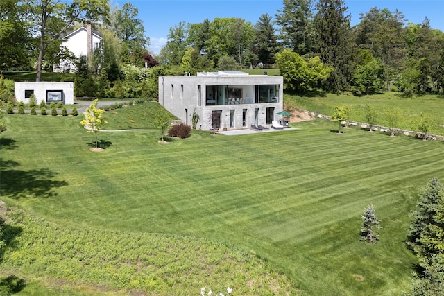 112 Wilson Park Dr, Tarrytown, NY 10591 - view of green lawn with a patio area