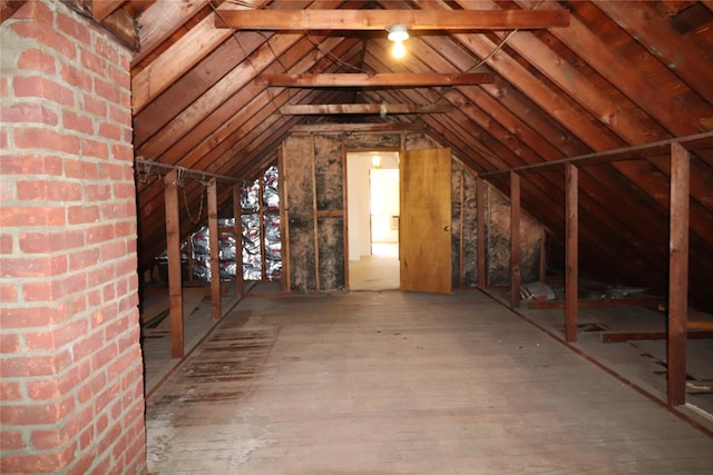 view of unfinished attic