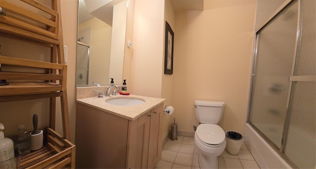 337 Park Cres, College Point, NY 11356 - bathroom with toilet, tile patterned flooring, vanity, and bath / shower combo with glass door