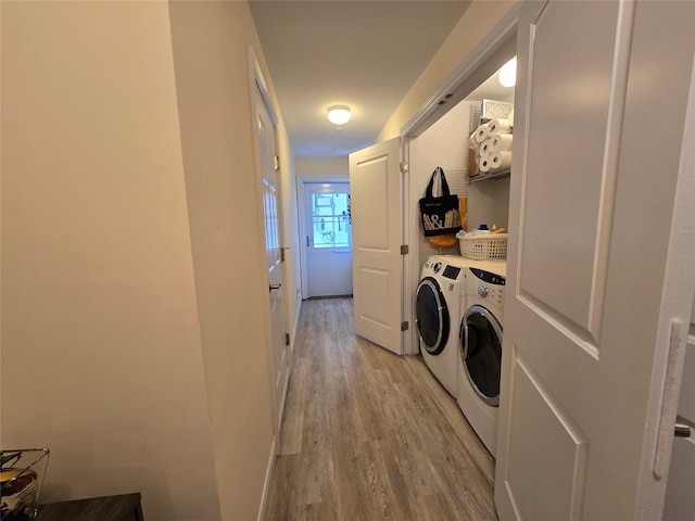 337 Park Cres, College Point, NY 11356 - washroom with light wood-style flooring and washing machine and dryer