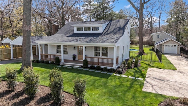 1000 Washington Dr, Centerport, NY 11721 - view of front of home featuring covered porch, an outdoor structure, a chimney, and concrete driveway