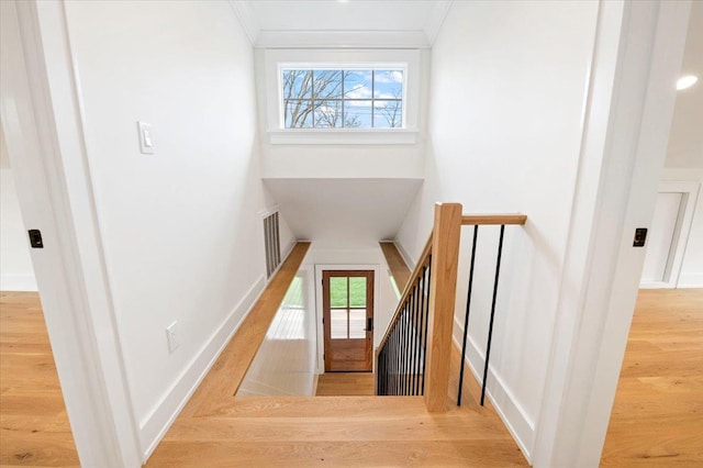 1000 Washington Dr, Centerport, NY 11721 - stairs featuring wood finished floors and ornamental molding