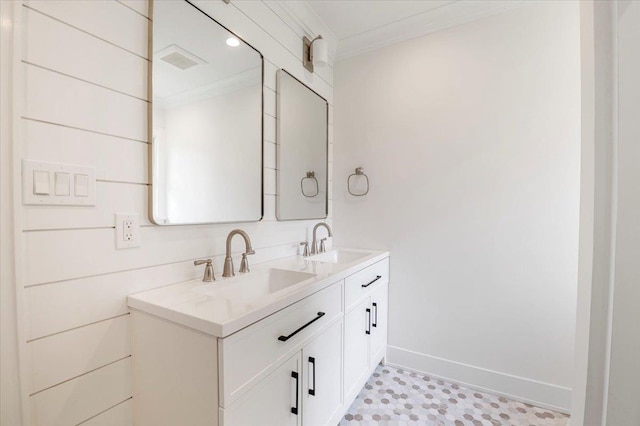 1000 Washington Dr, Centerport, NY 11721 - full bath featuring crown molding and double vanity