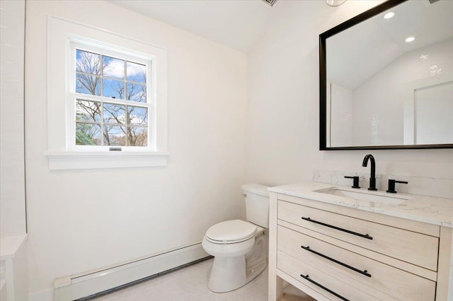 1000 Washington Dr, Centerport, NY 11721 - bathroom with a baseboard radiator, vanity, and recessed lighting