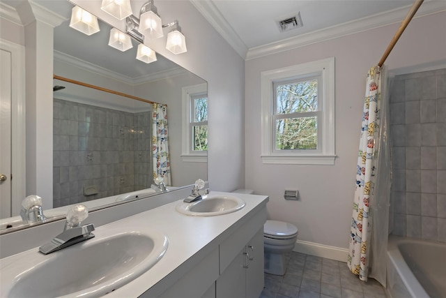 bathroom with tile patterned flooring, visible vents, a sink, and toilet