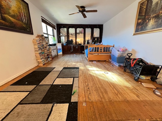 75-08 Bell Blvd Unit 2J, Bayside, NY 11364 - living room with hardwood / wood-style flooring, french doors, and a ceiling fan