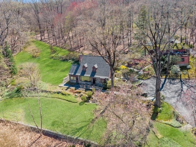300 Sheldon Ave, Tarrytown, NY 10591 - aerial view of property and surrounding area featuring a heavily wooded area