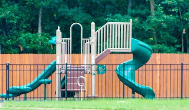 view of play area with fence