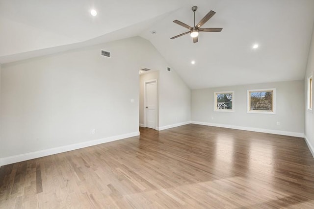 148 S 5th St, Lindenhurst, NY 11757 - bonus room with a ceiling fan, vaulted ceiling, wood finished floors, baseboards, and recessed lighting