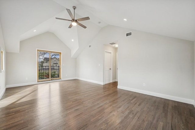 148 S 5th St, Lindenhurst, NY 11757 - additional living space featuring a ceiling fan, vaulted ceiling, baseboards, recessed lighting, and wood finished floors