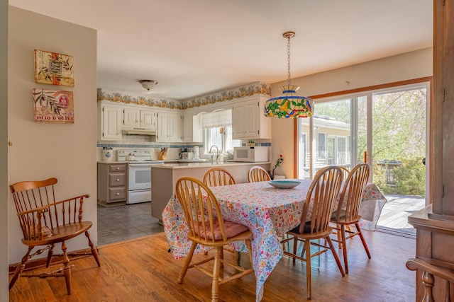 dining room featuring healthy amount of natural light and light wood-style floors