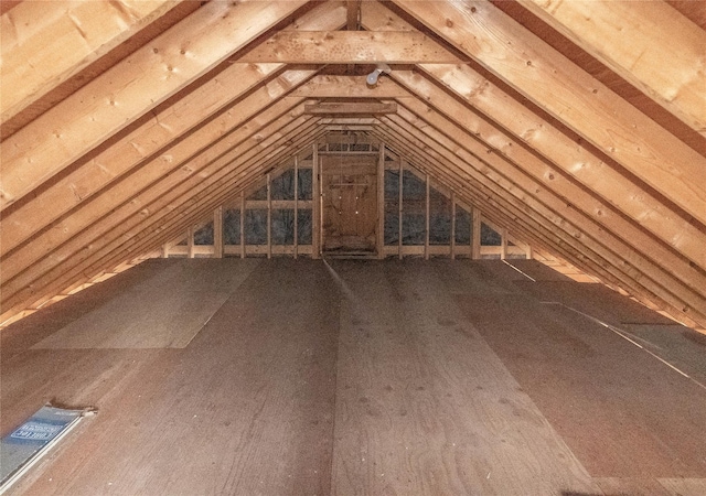 view of unfinished attic