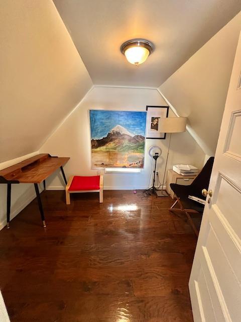 additional living space with lofted ceiling and wood finished floors