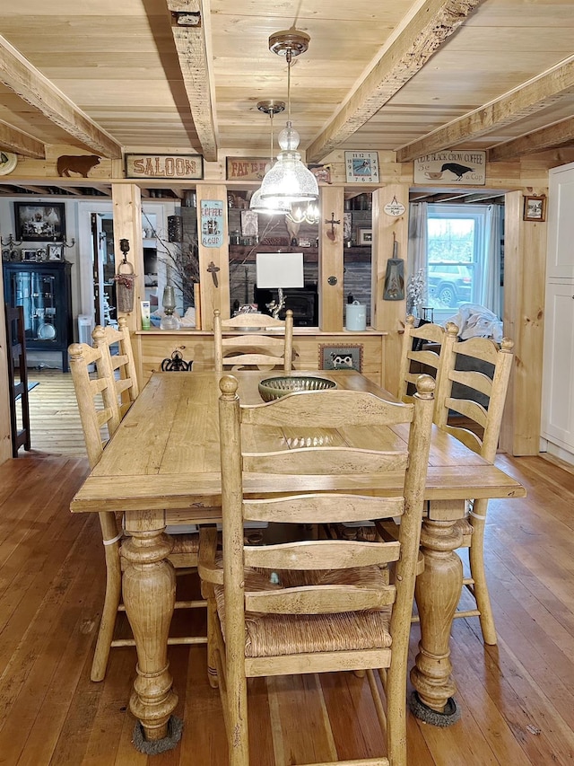 70 Mill Road Ext, Hyde Park, NY 12538 - dining space featuring wood ceiling with exposed beams and hardwood / wood-style flooring