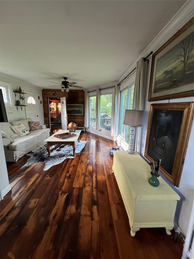 70 Mill Road Ext, Hyde Park, NY 12538 - living area with hardwood / wood-style floors, healthy amount of natural light, and ceiling fan