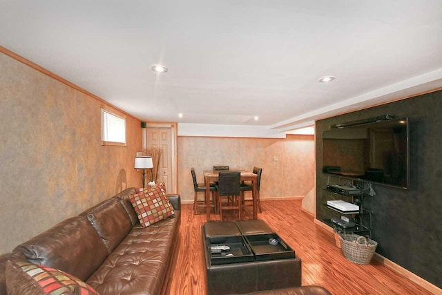 living area with wood finished floors