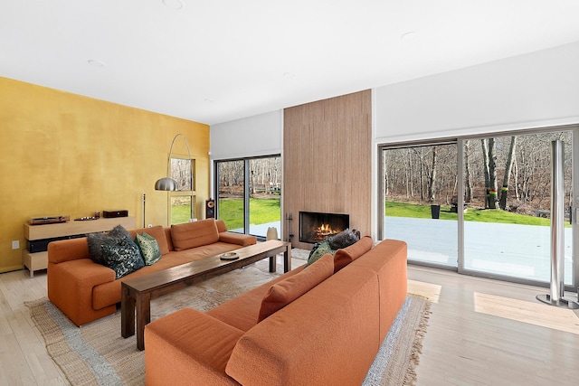 211 Red Dirt Rd, East Hampton, NY 11937 - living room featuring a fireplace and light wood-style flooring