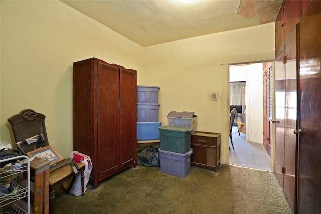 office area with dark colored carpet