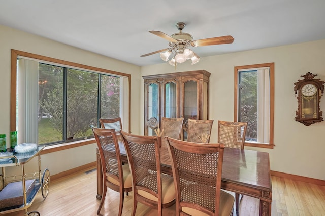 48 Sabbath Day Hill Rd, South Salem, NY 10590 - dining area with baseboards, light wood-type flooring, and a ceiling fan